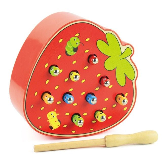 Fruit Shape Kids Wooden Toys Catch Worms Games with Magnetic Stick Montessori Educational Creature Blocks Interactive Toys - KIWI UNIVERS