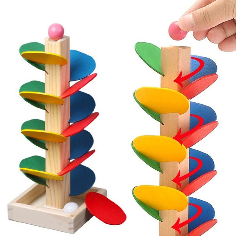 Children's Plug - In Assembly Building Blocks Boys And Girls Puzzle Early Education Leaf Tower Rolling Ball Inverted Bead Game Leaf Ball Toy - KIWI UNIVERS