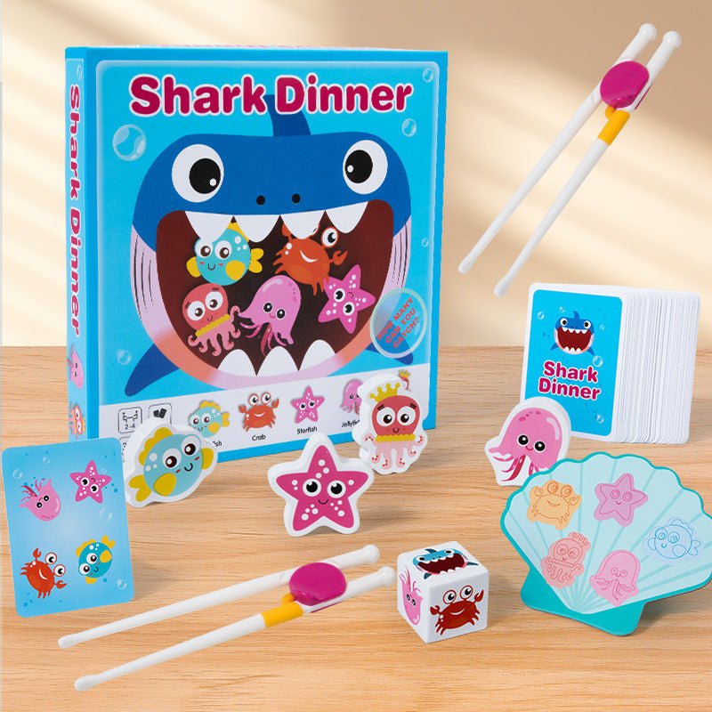 Children's puzzle shark feeding game baby early education fine motor skills chopstick training parent - child interactive toys - KIWI UNIVERS