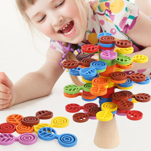 Stacking Tree Balance Building Blocks for Children's Puzzle, Stacking High, Stacking Music, Balance Tree Building, Wooden Toys, Parent Child Game - KIWI UNIVERS