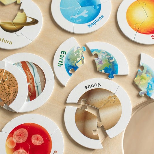 Children's early education puzzle cognitive understanding universe planet solar system puzzle matching board wooden toy - KIWI UNIVERS