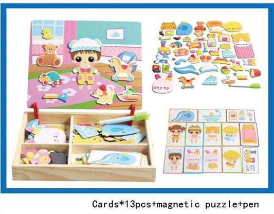 Magnetic Imagination Puzzle Toy Wooden Box - Preschool Education Toys - KIWI UNIVERS
