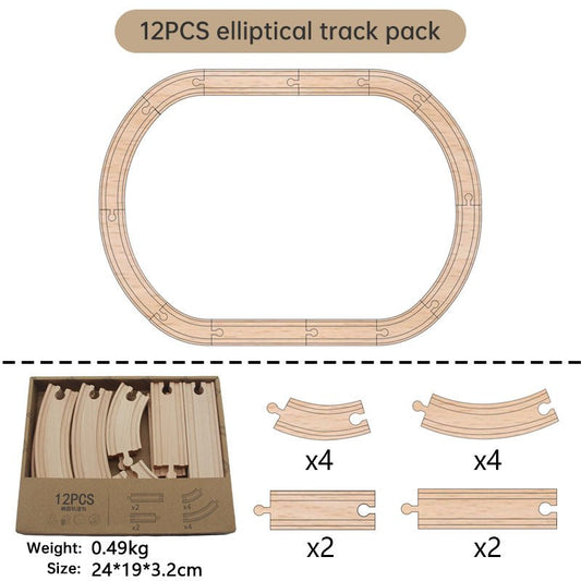Wooden Train Track Set Toy Early Educational Railway Tracks Accessories Montessori Traffic Wooden Toys for Kids - KIWI UNIVERS