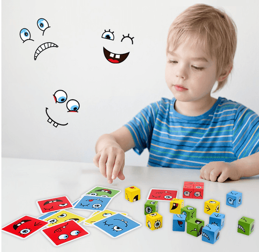 Wooden Face Rubik's Cube Pairing Massum Wood Children Puzzle Parent - child Table Game Challenge Card - KIWI UNIVERS