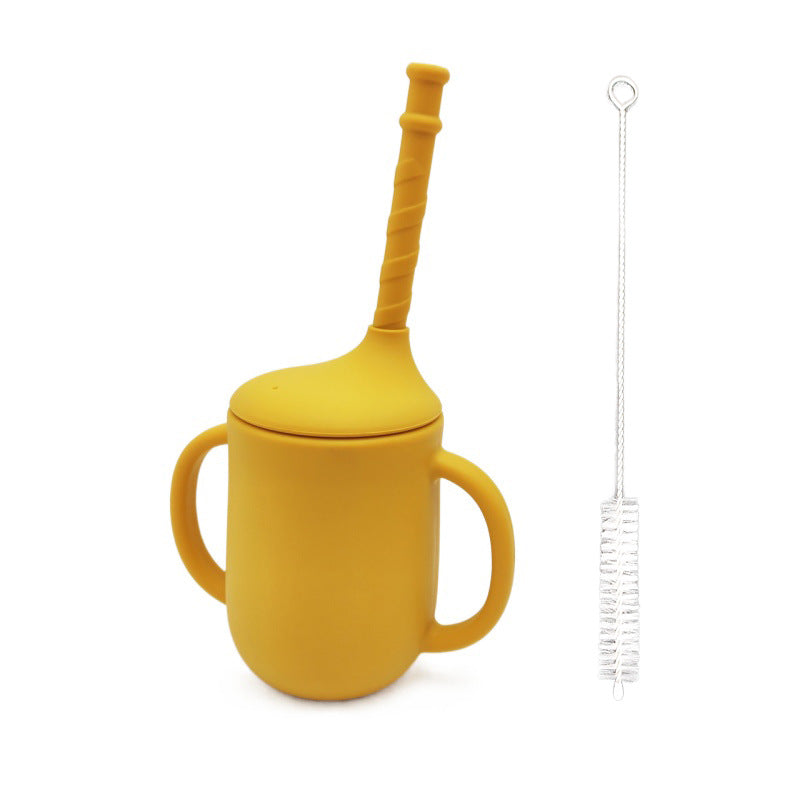 Vaso de entrenamiento de silicona para bebé con pajita, a prueba de fugas y caídas, para leche en polvo