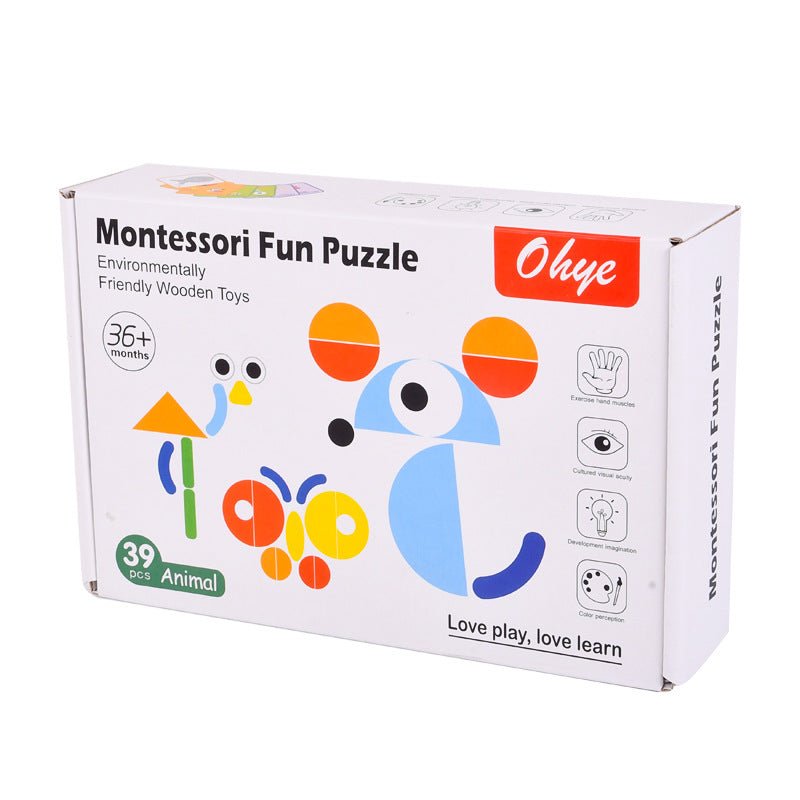 Children's Montessori fun geometry creative puzzle board puzzle development thinking early childhood enlightenment wooden toys - KIWI UNIVERS