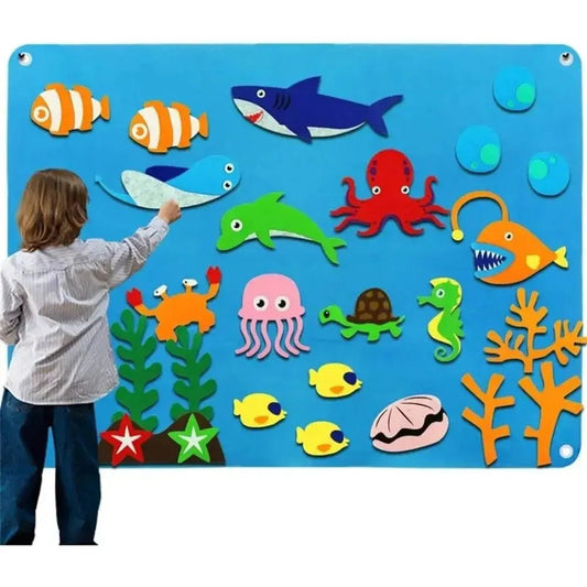 Felt Board Stories Set Montessori Ocean Farm Animal Family Interactive Preschool Education Early Learning Toddlers Toys - KIWI UNIVERS