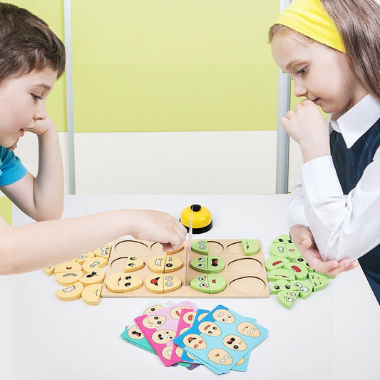 Wooden children's early education fun expression egg matching game, battle training interactive puzzle toy - KIWI UNIVERS