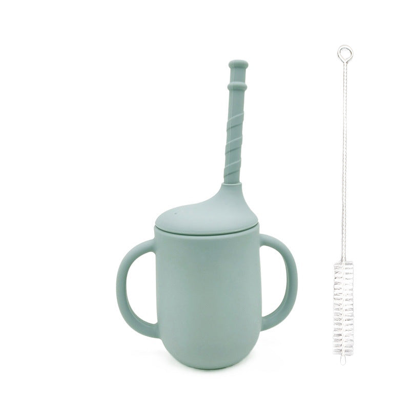 Vaso de entrenamiento de silicona para bebé con pajita, a prueba de fugas y caídas, para leche en polvo
