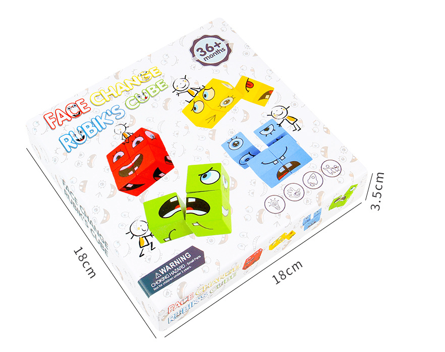 Wooden Face Rubik's Cube Pairing Massum Wood Children Puzzle Parent - child Table Game Challenge Card - KIWI UNIVERS
