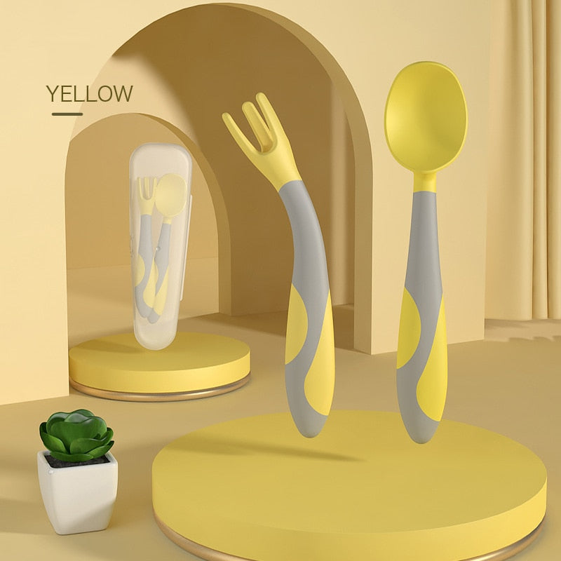 Cuchara para bebé, juego de utensilios, cuchara de gel de silicona, cuchara suave y flexible para aprender a comer, vajilla infantil