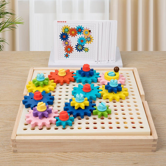 Children's Wooden Early Education Kindergarten Color Recognition Matching Nut Gear Mushroom Nail Assembly Toy - KIWI UNIVERS