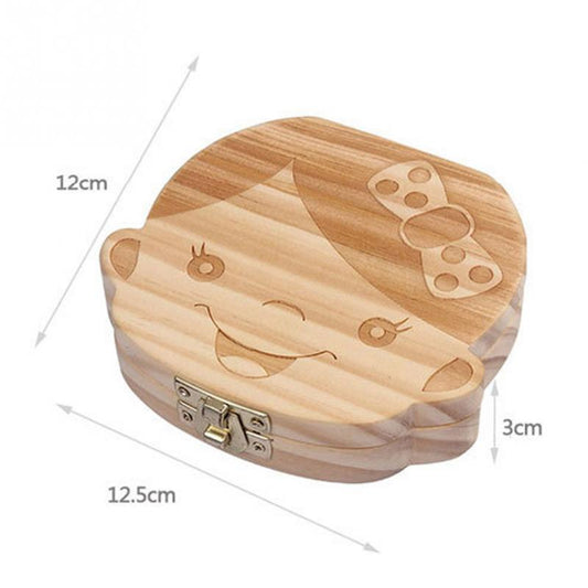 Lovely Girl /Boy Image Wooden Baby Milk Teeth Box Baby Souvenirs Fetal Hair Tooth Collection Save Box Recording Baby Growth - KIWI UNIVERS