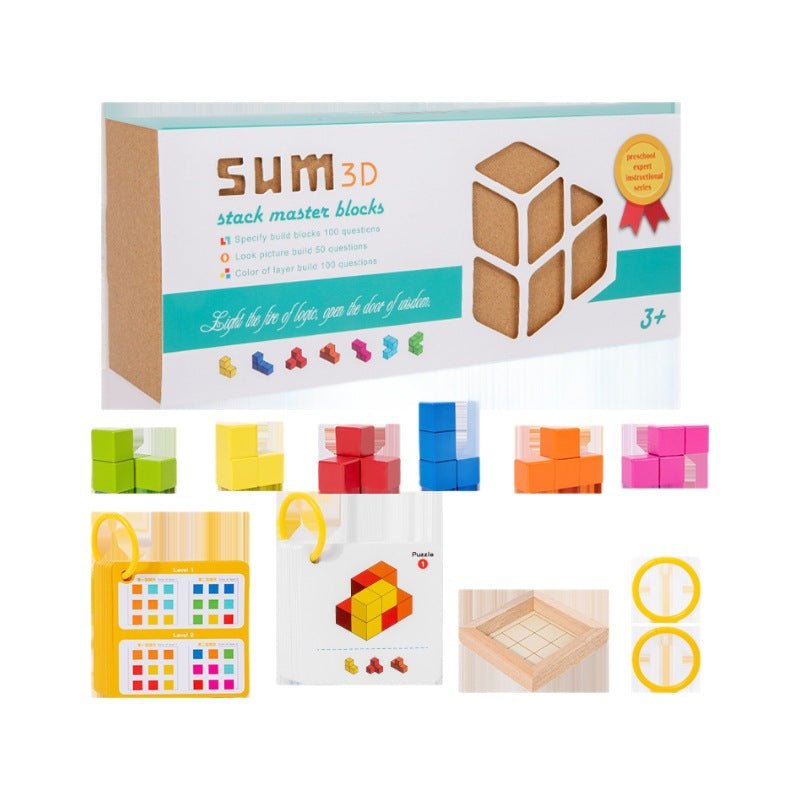 Wooden cube building blocks, spatial sense, concentration, thinking training, puzzle toys, enlightenment children's toys - KIWI UNIVERS