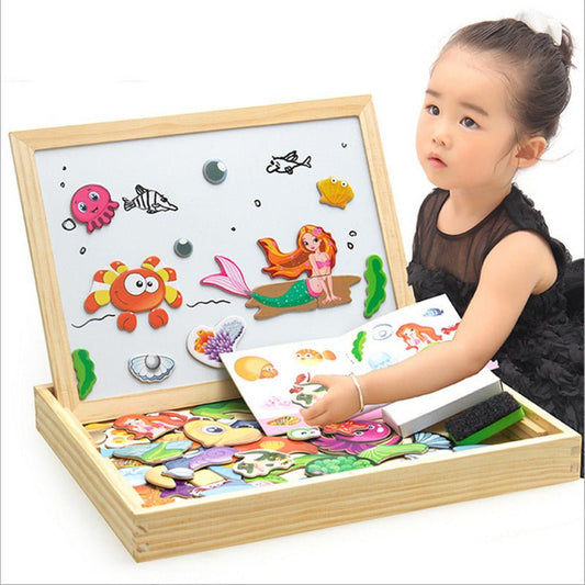 Young Children's Magnetic Animal Puzzle Music Drawing Board Three - Dimensional Puzzle Variety Writing Board Blackboard Educational Wooden Toys - KIWI UNIVERS