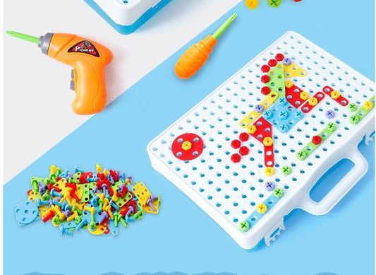 Puzzle electric drill nut disassembly table children's hands - on DIY disassembly three - dimensional plastic electric nut toy - KIWI UNIVERS