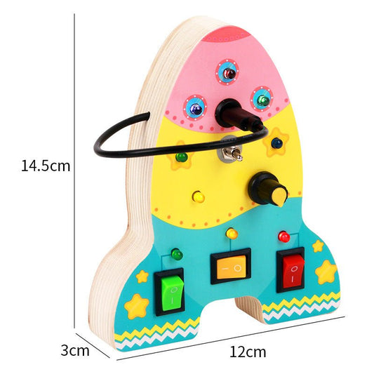 Rocket switch busy board children's early education puzzle LED light electronic switch power supply busy block toy - KIWI UNIVERS