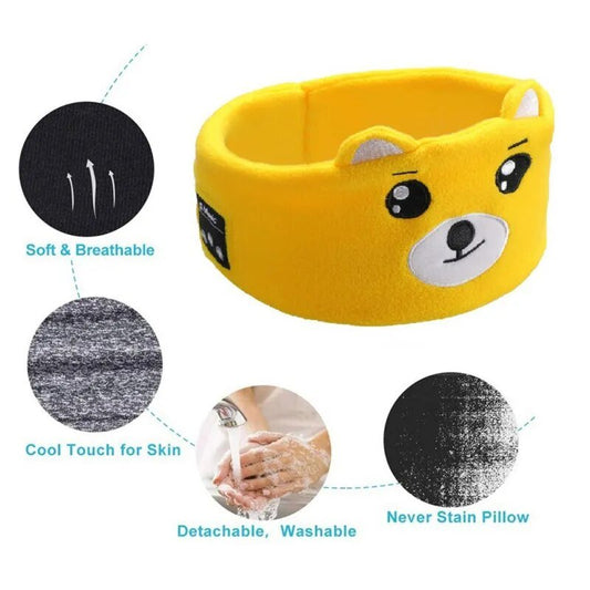 Soft Elastic Comfortable Wireless Music Earphones Kids Animal Sleeping Headphones Eye Mask Bluetooth V5.0 Headphones Headband - KIWI UNIVERS