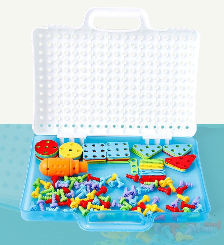 Puzzle electric drill nut disassembly table children's hands - on DIY disassembly three - dimensional plastic electric nut toy - KIWI UNIVERS