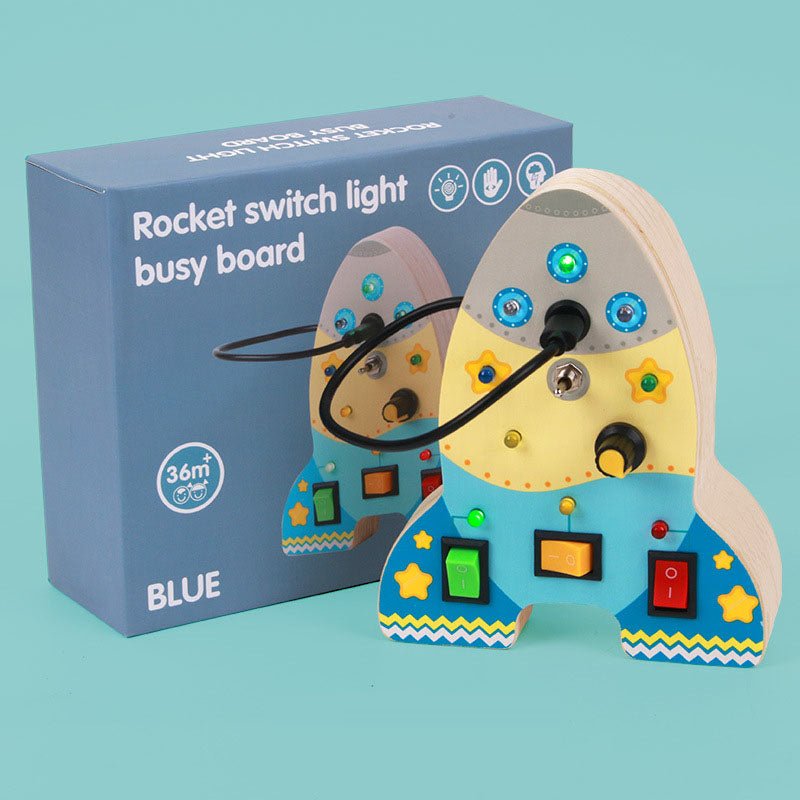 Rocket switch busy board children's early education puzzle LED light electronic switch power supply busy block toy - KIWI UNIVERS