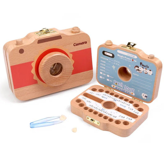 Wooden Children's Camera Toy Baby Teeth Box Baby Teeth Storage Box - KIWI UNIVERS