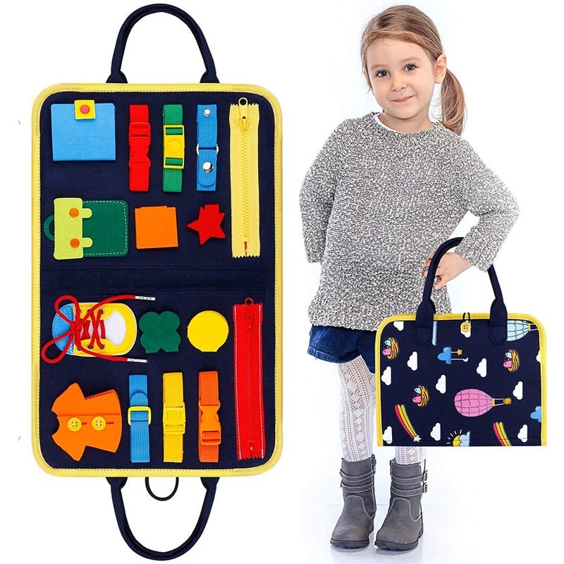 Montessori Busy Board Early Educational Toys Fine Motor Training Self - Care Ability Preschool Children Kids Sensory Education - KIWI UNIVERS