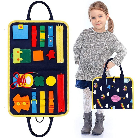 Montessori Busy Board Early Educational Toys Fine Motor Training Self - Care Ability Preschool Children Kids Sensory Education - KIWI UNIVERS