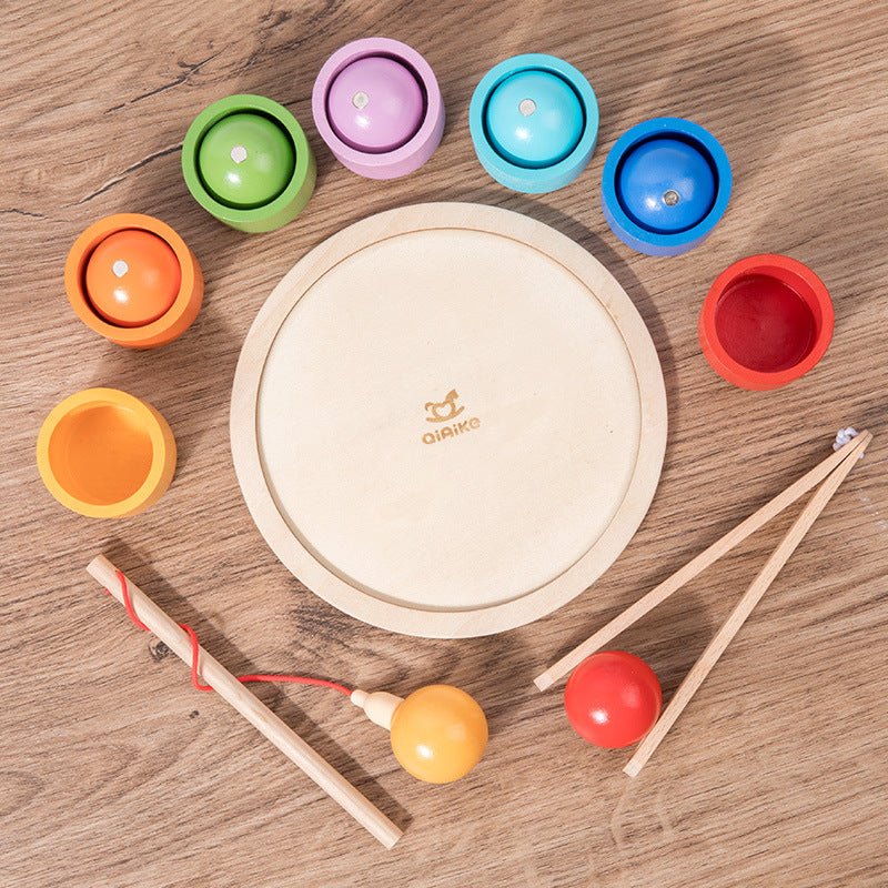 Children's magnetic ball and cup color classification matching clip ball clip ball clip ball game wooden toy - KIWI UNIVERS