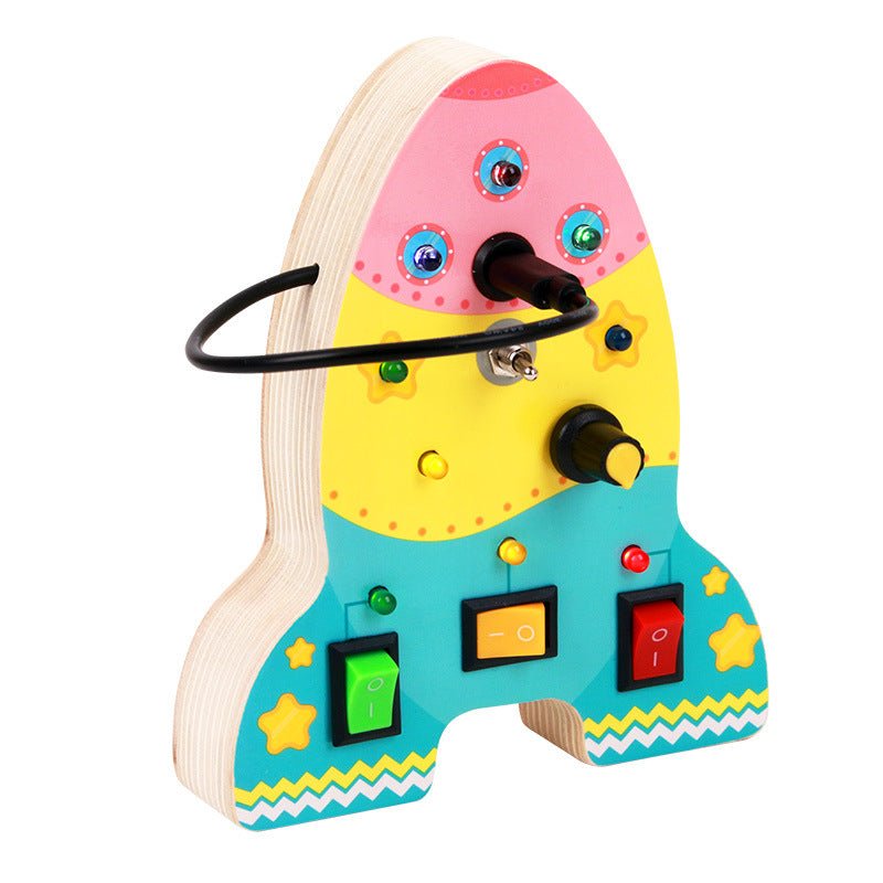 Rocket switch busy board children's early education puzzle LED light electronic switch power supply busy block toy - KIWI UNIVERS