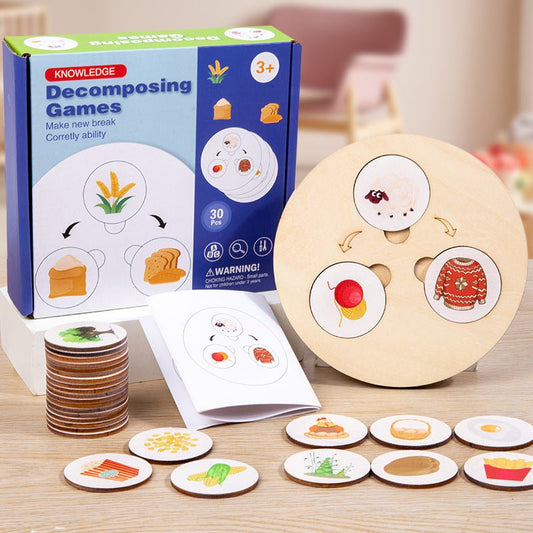 Children's wooden cognitive decomposition game puzzle puzzle puzzle early education life knowledge cognition Christmas toy gift - KIWI UNIVERS