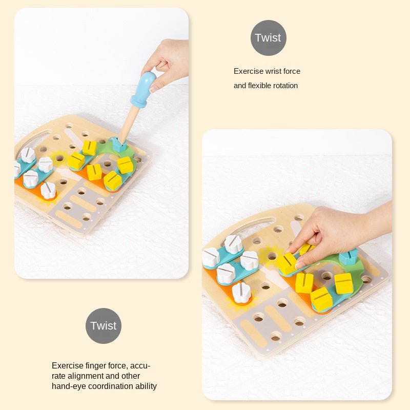 Children's toy fun nut combination early education puzzle teaching tool solid wood creative teaching tool for male and female babies - KIWI UNIVERS