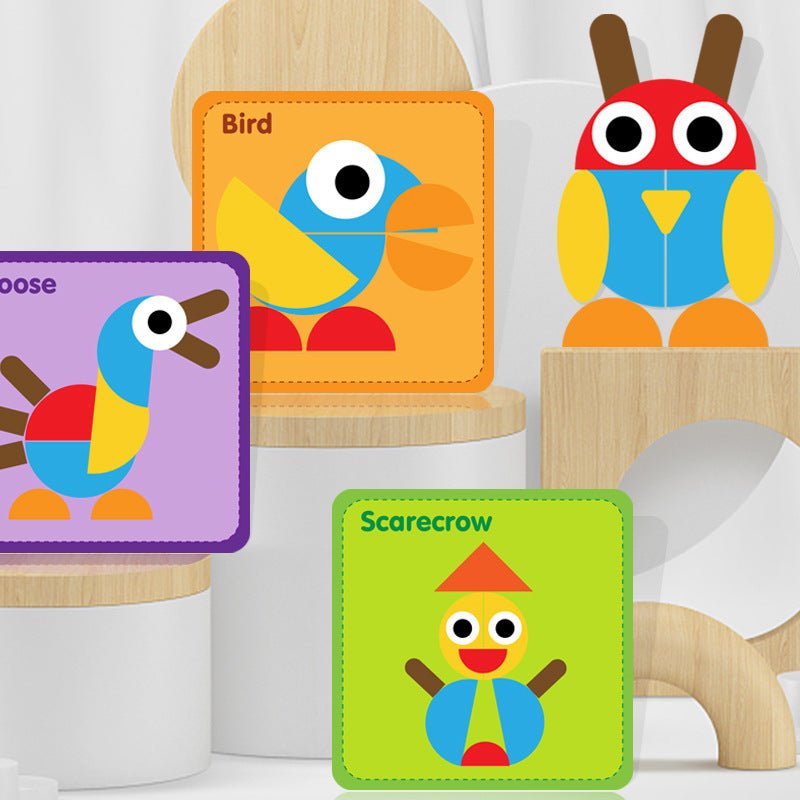 Children's Montessori fun geometry creative puzzle board puzzle development thinking early childhood enlightenment wooden toys - KIWI UNIVERS