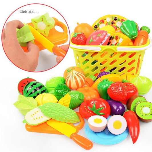 37pcs/lot Children Pretend Role Play House Toy Cutting Fruit Plastic Vegetables Food Kitchen Baby Classic Kids Educational Toys - KIWI UNIVERS
