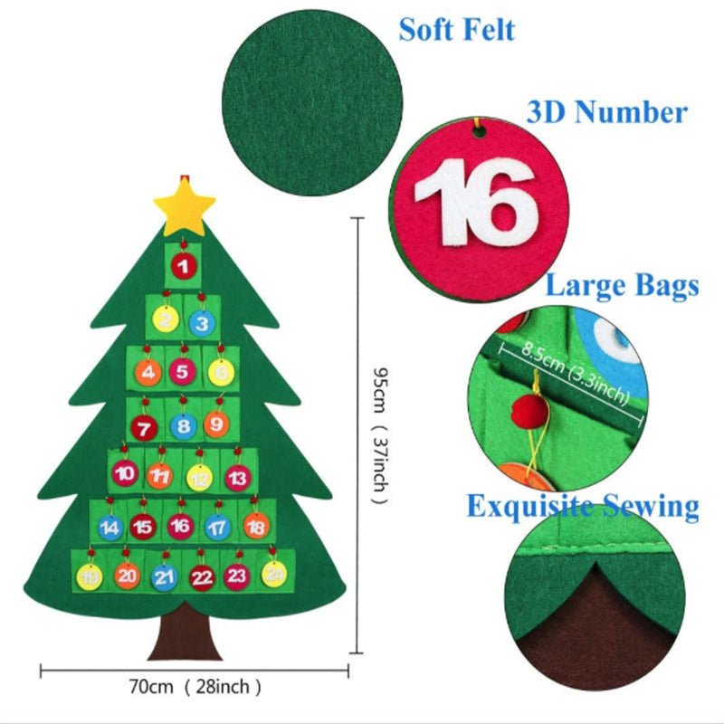 Felt Christmas Tree DIY Digital Three - Dimensional Christmas Decoration Printing Calendar Pendant Children's Toys - KIWI UNIVERS