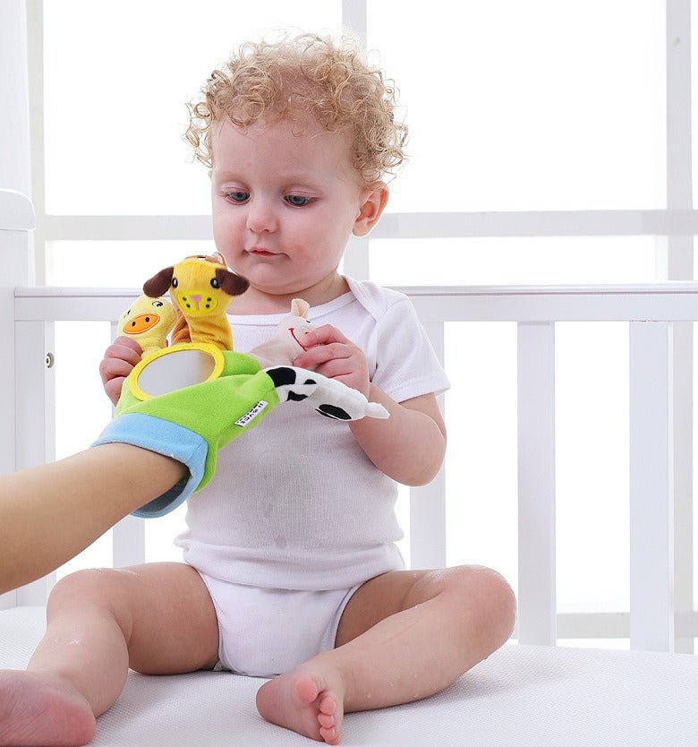 Baby hand puppet plush toys 0 - 1 year old baby fabric finger puppet newborn animal hand puppet glove play - KIWI UNIVERS