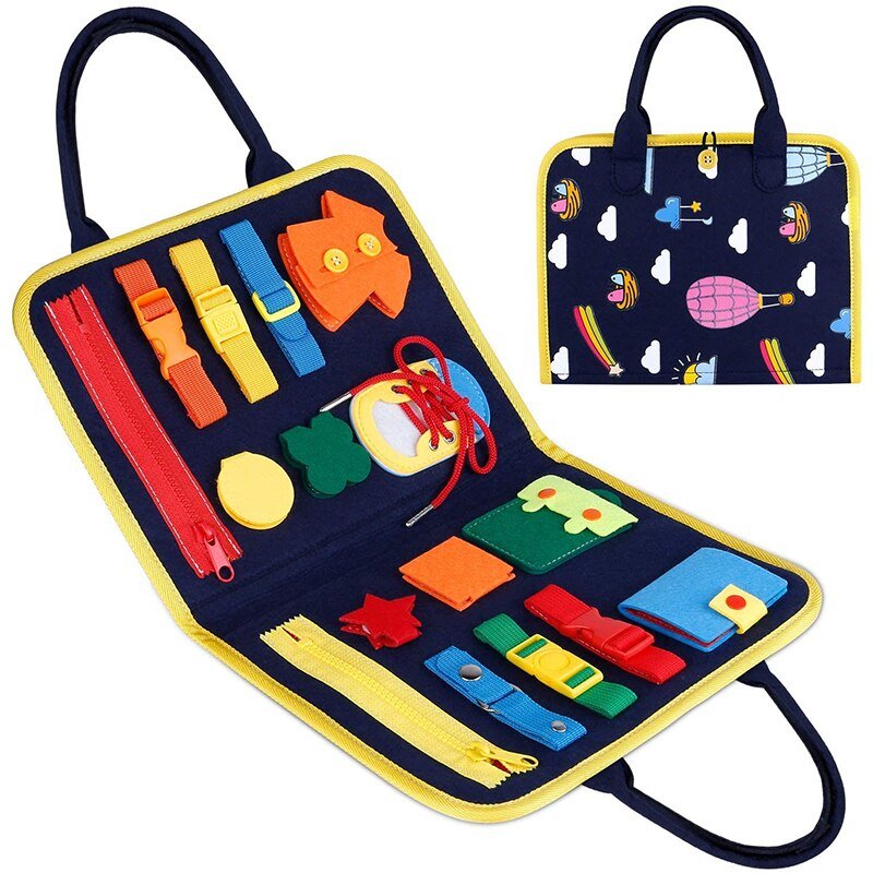 Montessori Busy Board Early Educational Toys Fine Motor Training Self - Care Ability Preschool Children Kids Sensory Education - KIWI UNIVERS