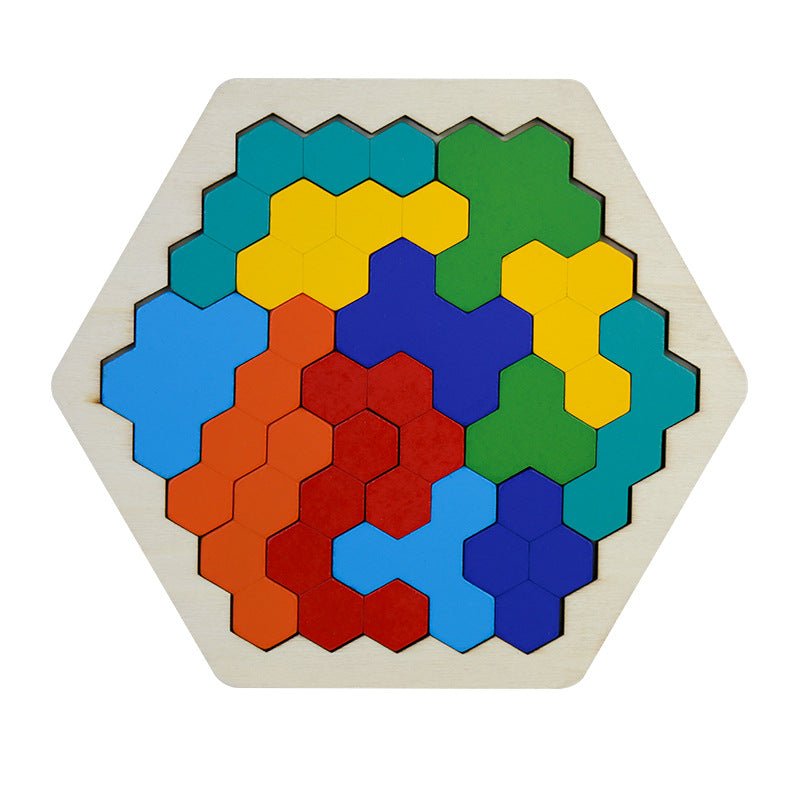 Wooden Toy Puzzle Board Honeycomb Kindergarten Pupils Hands - On Desktop Toy Wooden Puzzle - KIWI UNIVERS