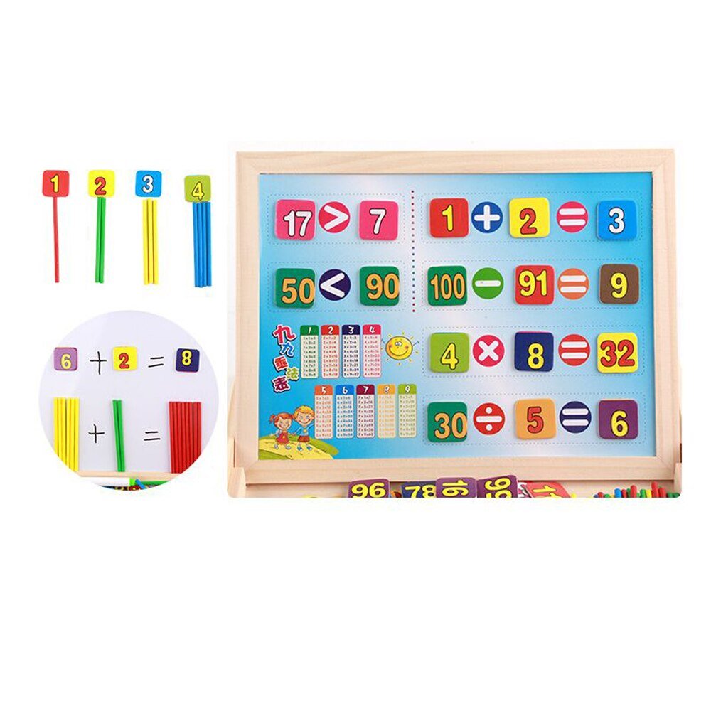 Learning Resources Educational Wooden Arithmetic Number Toys Box Digital Math Blocks Puzzles With Counting Sticks & Blackboard - KIWI UNIVERS