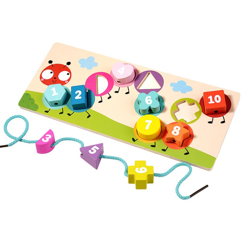 Geometric Shape Cognitive Matching Toys, Children's String Panel, Handheld Board, Jigsaw Puzzle, and Board Assembly Teaching Aids - KIWI UNIVERS