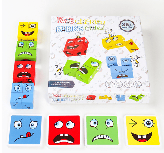 Wooden Face Rubik's Cube Pairing Massum Wood Children Puzzle Parent - child Table Game Challenge Card - KIWI UNIVERS