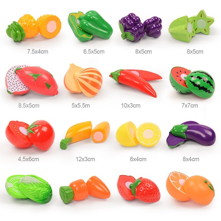 37pcs/lot Children Pretend Role Play House Toy Cutting Fruit Plastic Vegetables Food Kitchen Baby Classic Kids Educational Toys - KIWI UNIVERS