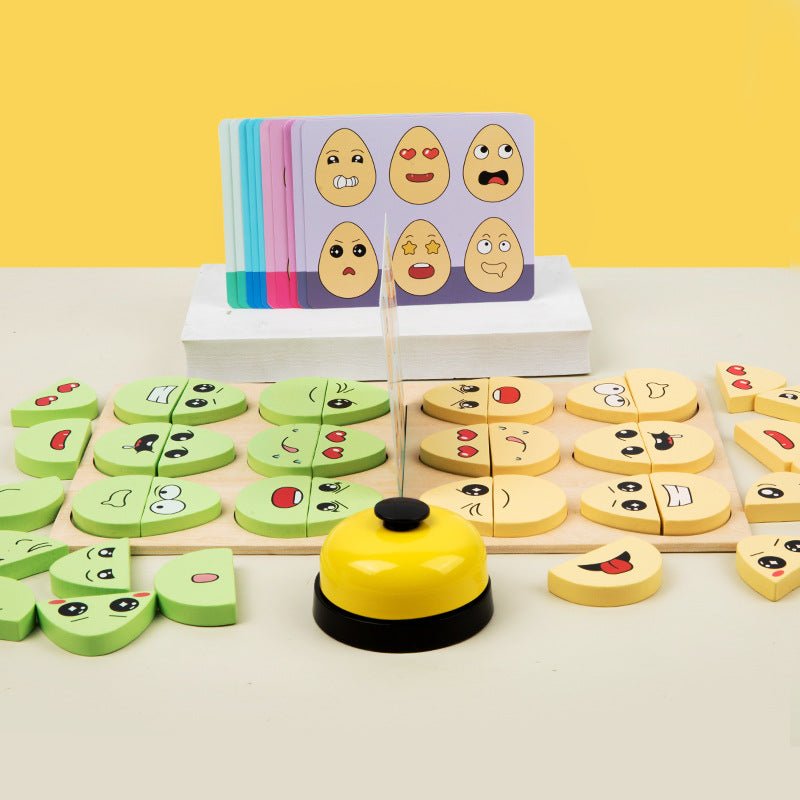 Wooden children's early education fun expression egg matching game, battle training interactive puzzle toy - KIWI UNIVERS
