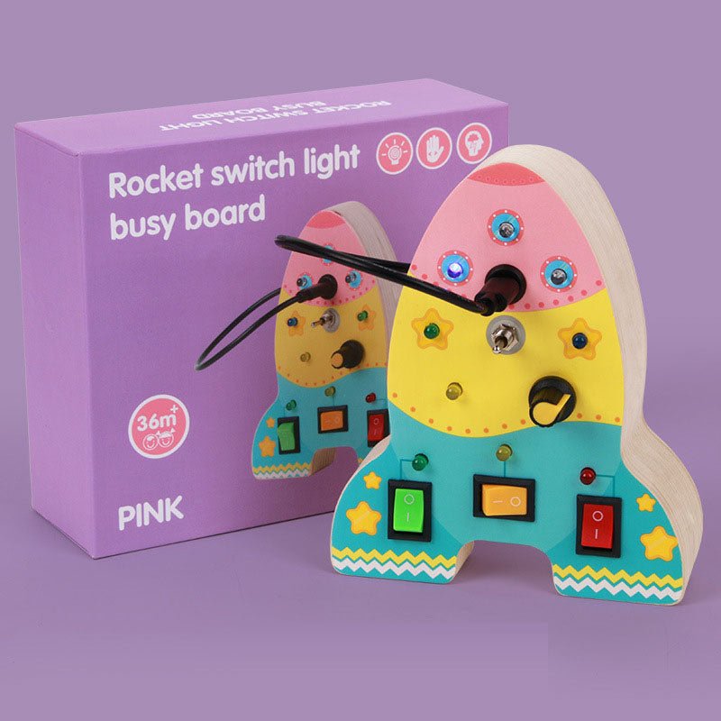 Rocket switch busy board children's early education puzzle LED light electronic switch power supply busy block toy - KIWI UNIVERS