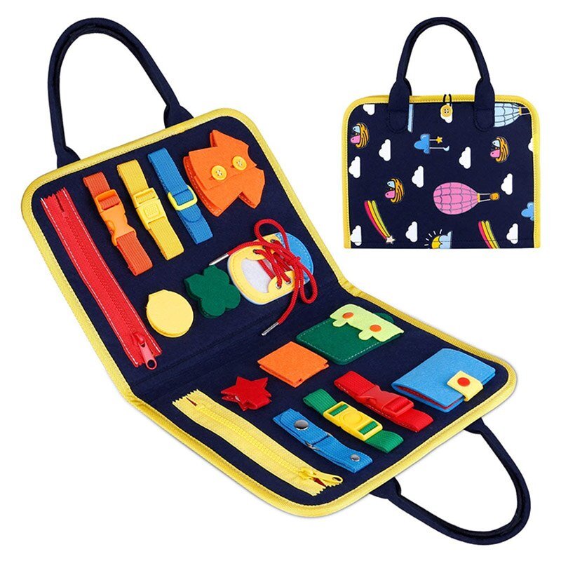 Montessori Busy Board Early Educational Toys Fine Motor Training Self - Care Ability Preschool Children Kids Sensory Education - KIWI UNIVERS