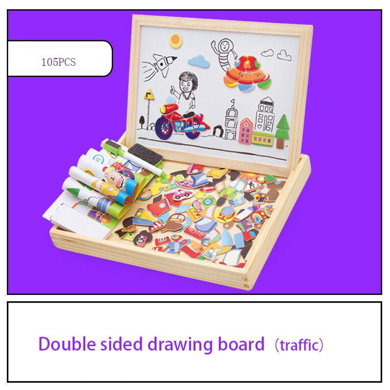 Young Children's Magnetic Animal Puzzle Music Drawing Board Three - Dimensional Puzzle Variety Writing Board Blackboard Educational Wooden Toys - KIWI UNIVERS