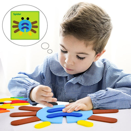 Children's Montessori fun geometry creative puzzle board puzzle development thinking early childhood enlightenment wooden toys - KIWI UNIVERS