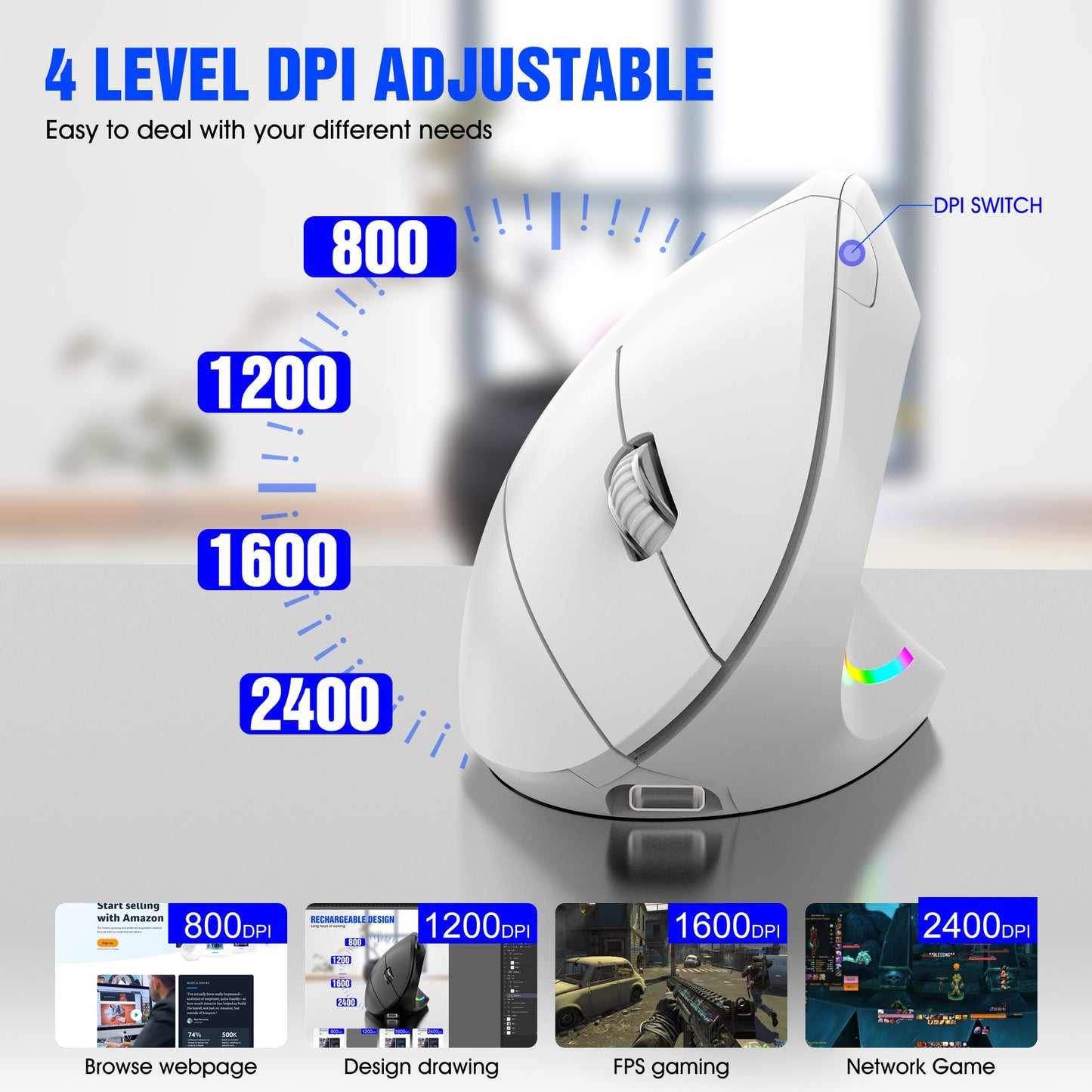 wireless 2.4G vertical mouse for prevention - KIWI UNIVERS