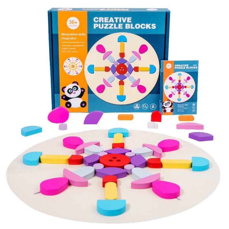 Wooden creative puzzle blocks Montessori teaching aids children's early education intelligence puzzle Christmas toy gifts - KIWI UNIVERS
