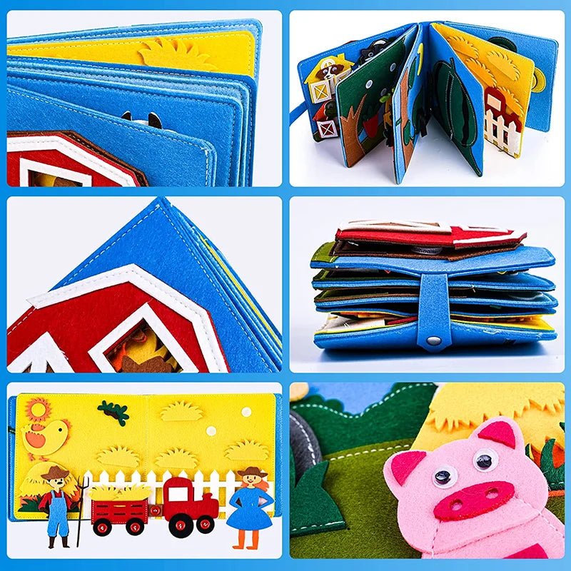 Toddlers Montessori Toys Busy Board Farm Animal Scene Storytelling Activity Toy Quiet Book Felt Activity Educational Sensory Toy - KIWI UNIVERS