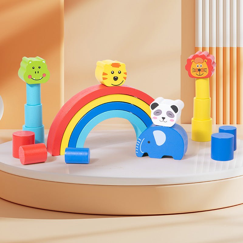 Montessori Early Education Rainbow Animal Balance Building Blocks Fun Enlightenment Kindergarten Stacker Musician Eye Coordination Stacking Height - KIWI UNIVERS